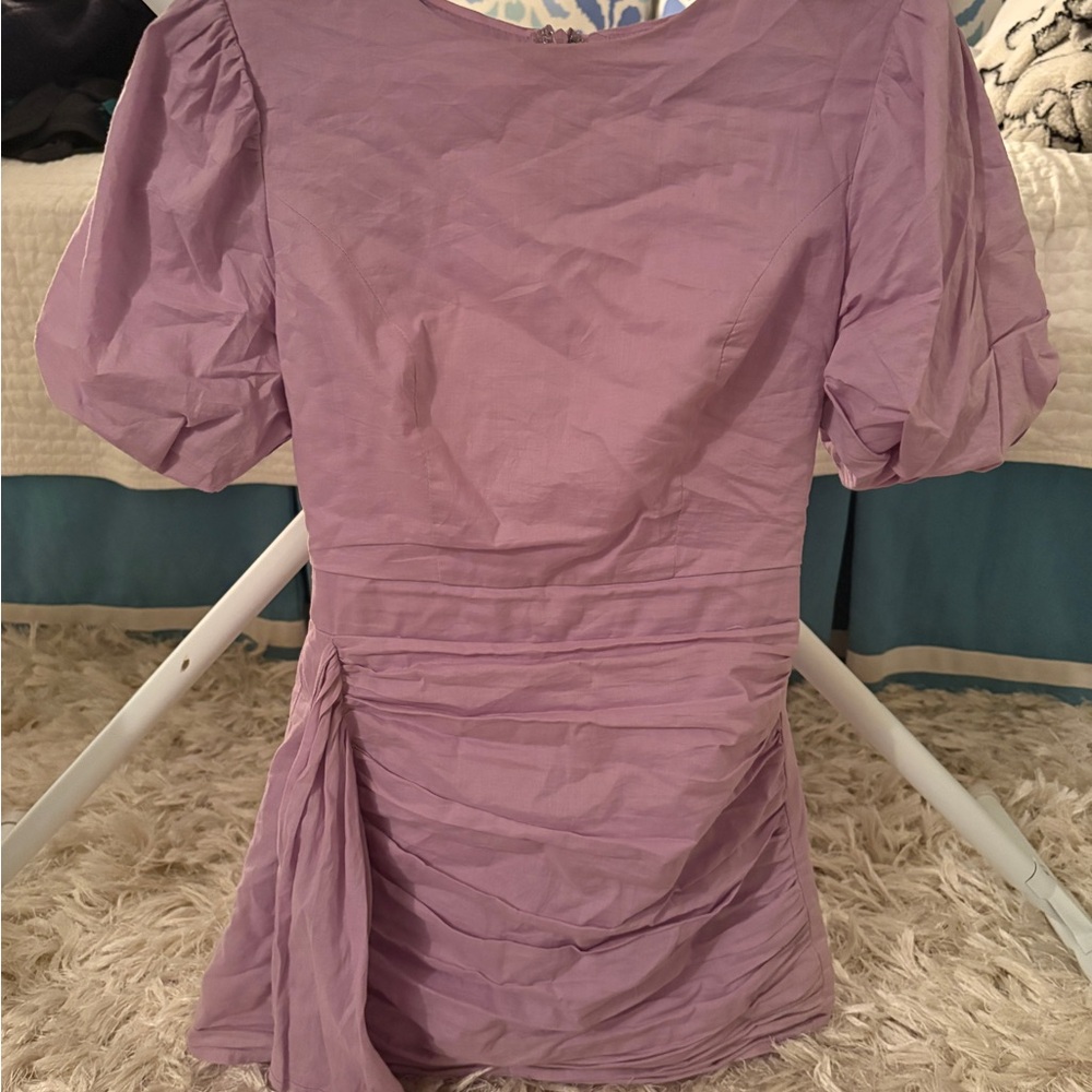 Chic Lavender Puff Sleeve Mini Dress